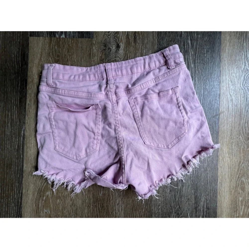 Love Tree Denim Shorts Womens Large Pink Distressed Frayed Hem High Rise Cutoffs